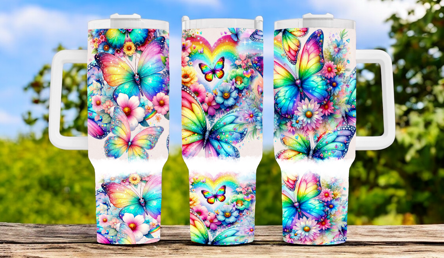 Rainbow Butterfly 40oz Tumbler