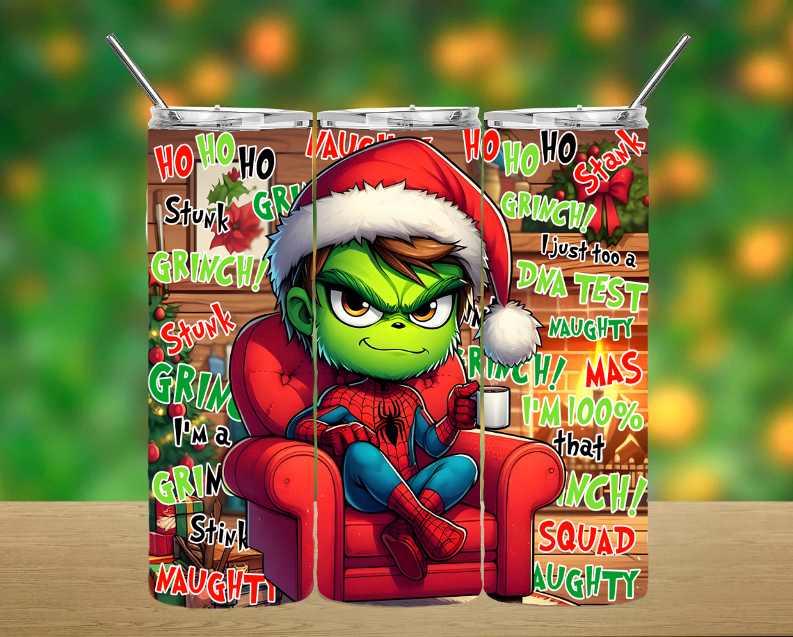 Christmas Grinchy Spider Man Tumbler
