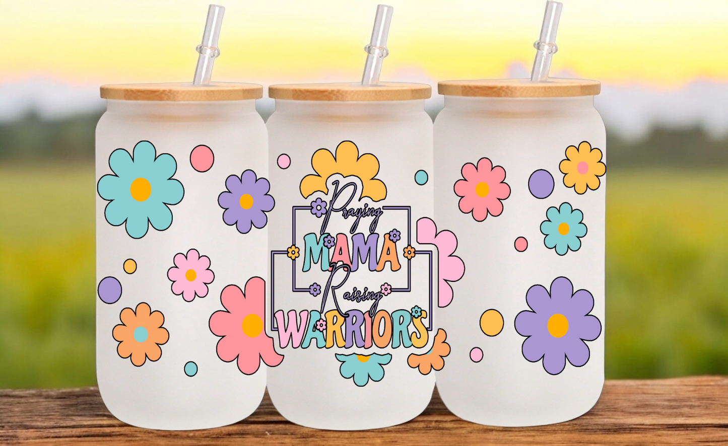 Praying Mama Raising Warriors Glass Cup