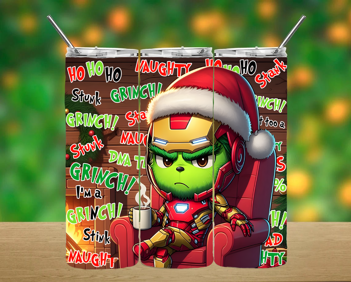 Christmas Grinchy Iron Man Tumbler
