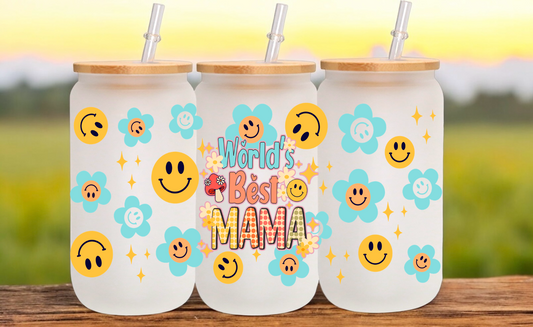 Worlds Best Mama Glass Cup