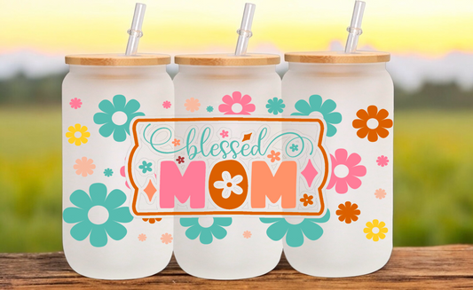 Blessed Mom Glass Cup