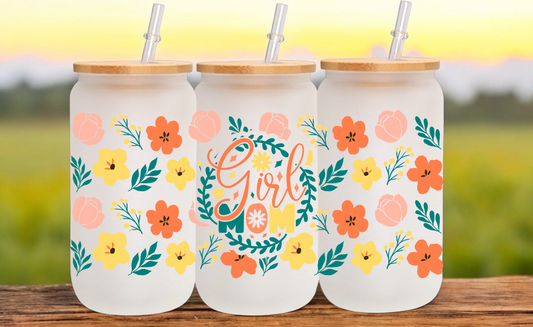 Girl Mom Glass Cup