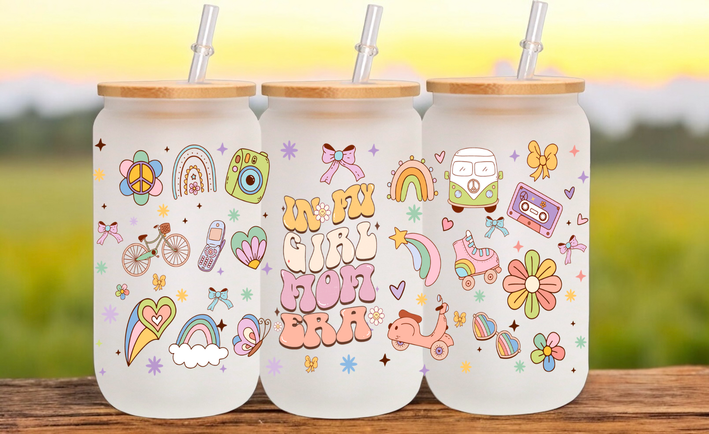 In My Girl Mom Era Glass Cup