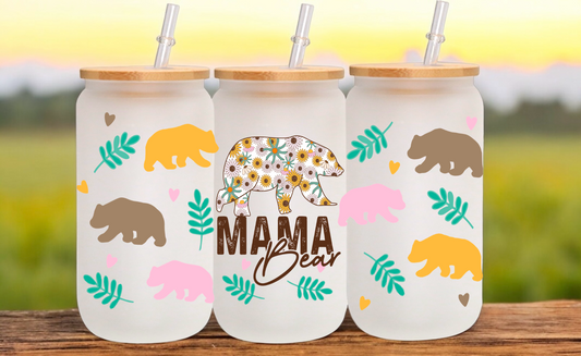 Mama Bear Glass Cup