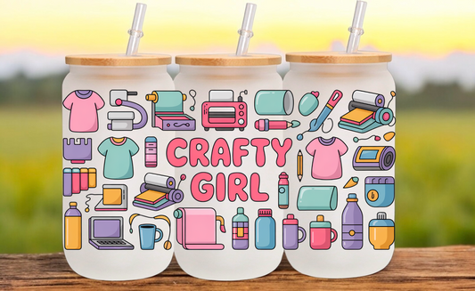 Crafty Girl Glass Cup